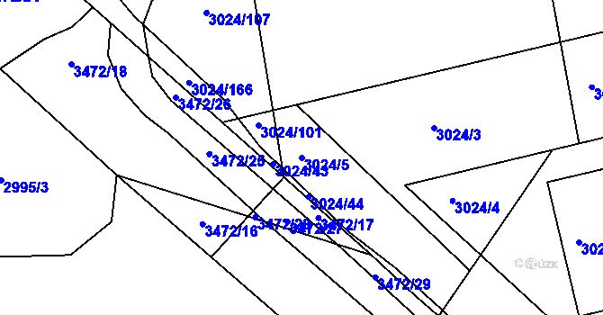 Parcela st. 3024/5 v KÚ Pelhřimov, Katastrální mapa