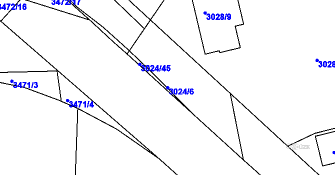 Parcela st. 3024/6 v KÚ Pelhřimov, Katastrální mapa