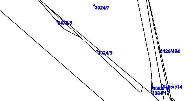Parcela st. 3024/9 v KÚ Pelhřimov, Katastrální mapa
