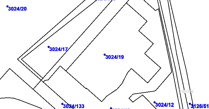 Parcela st. 3024/19 v KÚ Pelhřimov, Katastrální mapa