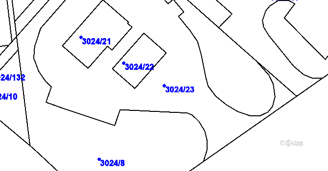 Parcela st. 3024/23 v KÚ Pelhřimov, Katastrální mapa