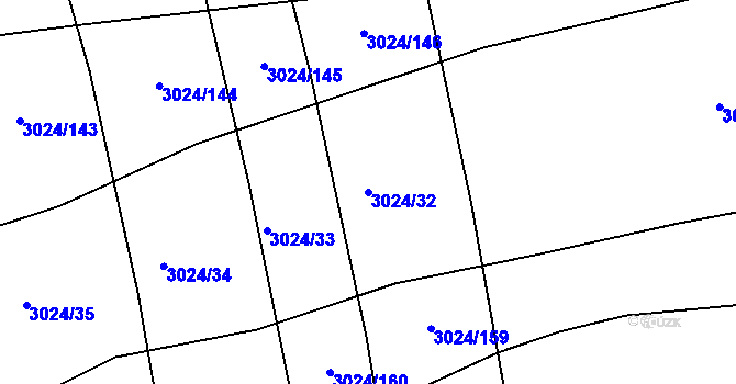 Parcela st. 3024/32 v KÚ Pelhřimov, Katastrální mapa