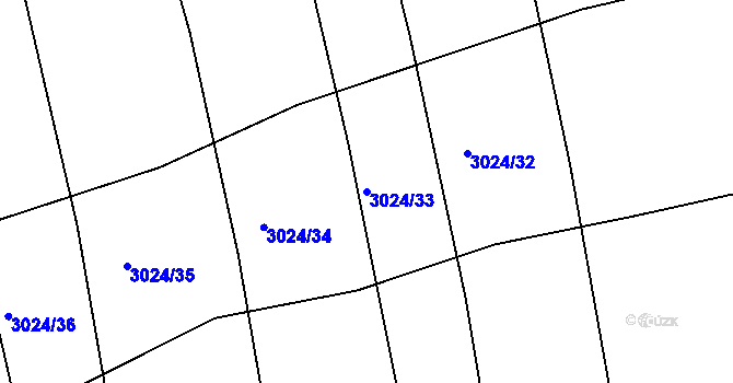 Parcela st. 3024/33 v KÚ Pelhřimov, Katastrální mapa