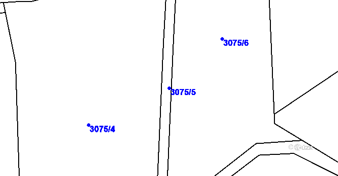 Parcela st. 3075/5 v KÚ Pelhřimov, Katastrální mapa