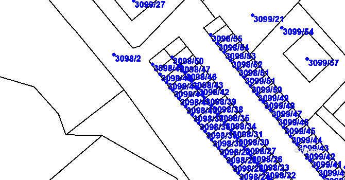 Parcela st. 3098/44 v KÚ Pelhřimov, Katastrální mapa