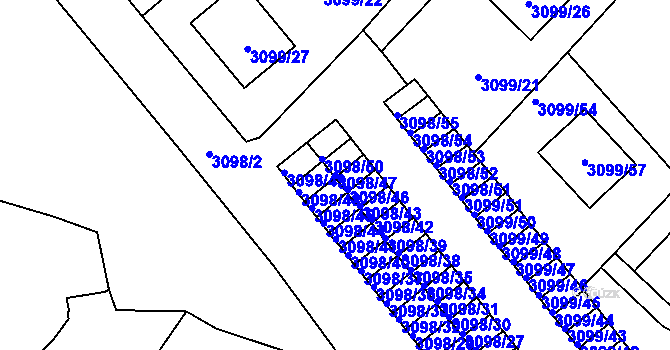 Parcela st. 3098/47 v KÚ Pelhřimov, Katastrální mapa