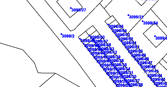 Parcela st. 3098/48 v KÚ Pelhřimov, Katastrální mapa