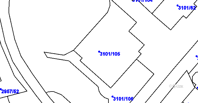 Parcela st. 3101/105 v KÚ Pelhřimov, Katastrální mapa