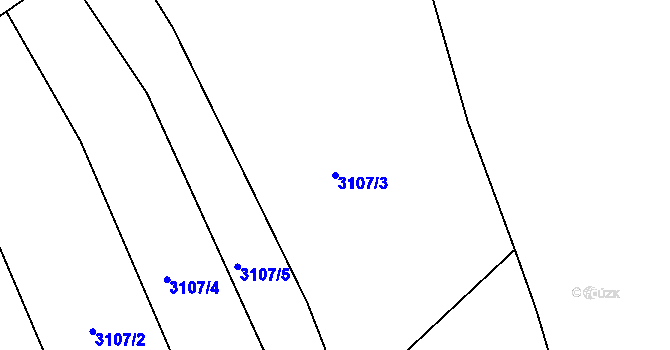 Parcela st. 3107/3 v KÚ Pelhřimov, Katastrální mapa