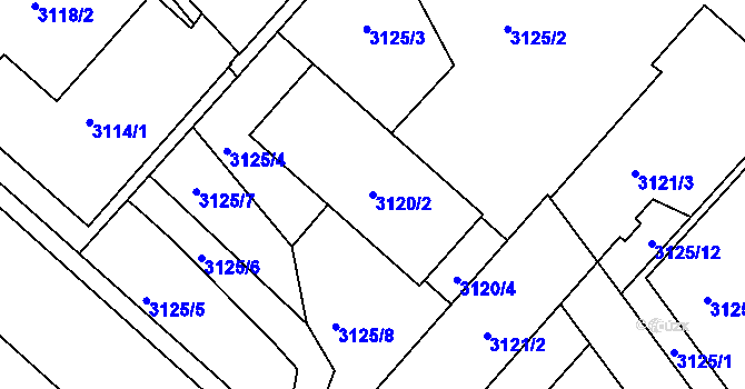 Parcela st. 3120/2 v KÚ Pelhřimov, Katastrální mapa