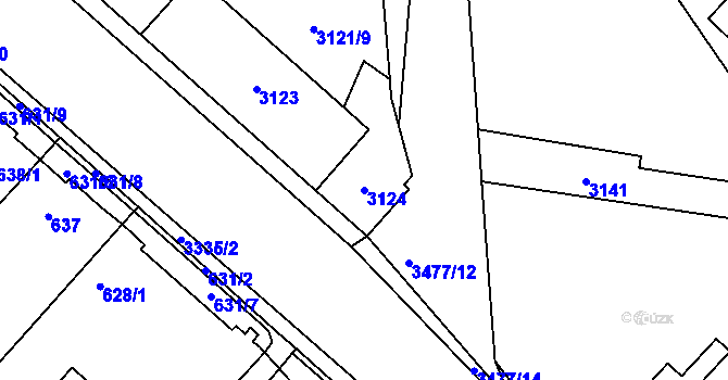 Parcela st. 3124 v KÚ Pelhřimov, Katastrální mapa