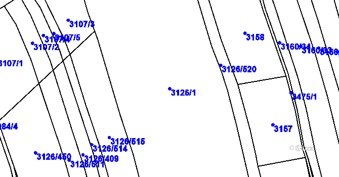 Parcela st. 3126/1 v KÚ Pelhřimov, Katastrální mapa
