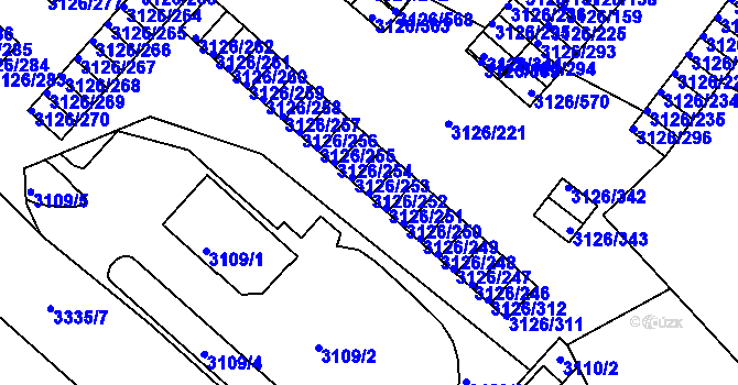 Parcela st. 3126/252 v KÚ Pelhřimov, Katastrální mapa