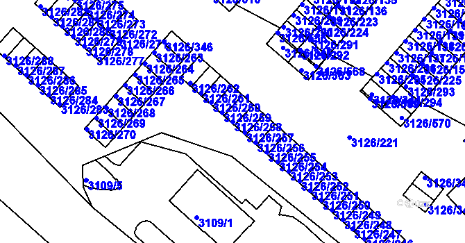 Parcela st. 3126/258 v KÚ Pelhřimov, Katastrální mapa