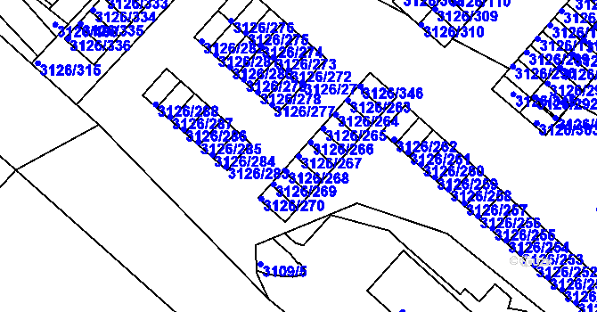Parcela st. 3126/267 v KÚ Pelhřimov, Katastrální mapa