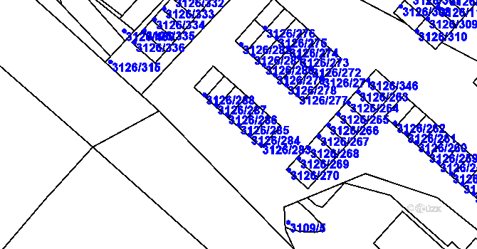 Parcela st. 3126/285 v KÚ Pelhřimov, Katastrální mapa