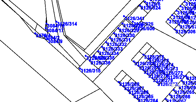 Parcela st. 3126/334 v KÚ Pelhřimov, Katastrální mapa