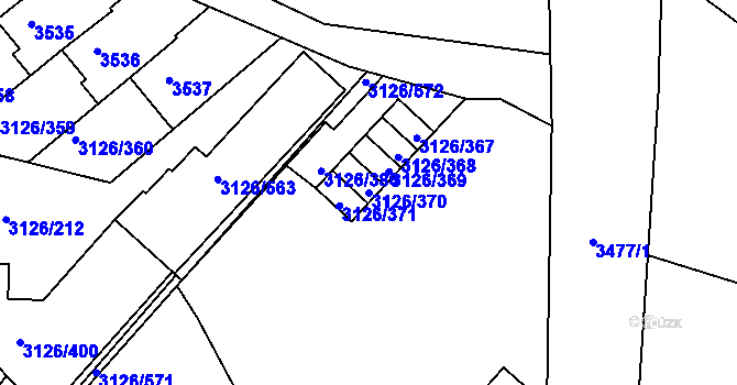 Parcela st. 3126/370 v KÚ Pelhřimov, Katastrální mapa