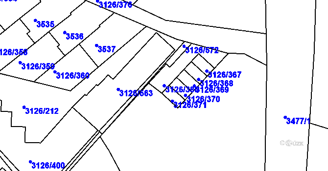 Parcela st. 3126/386 v KÚ Pelhřimov, Katastrální mapa