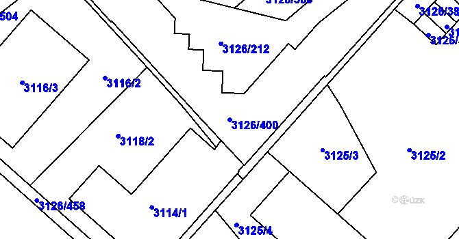 Parcela st. 3126/400 v KÚ Pelhřimov, Katastrální mapa