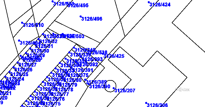 Parcela st. 3126/425 v KÚ Pelhřimov, Katastrální mapa