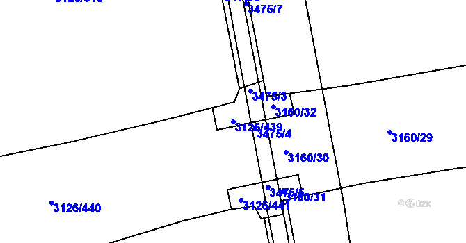 Parcela st. 3126/439 v KÚ Pelhřimov, Katastrální mapa