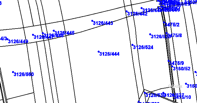 Parcela st. 3126/444 v KÚ Pelhřimov, Katastrální mapa