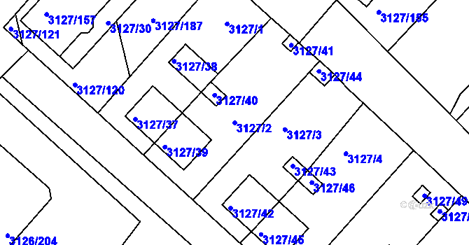 Parcela st. 3127/2 v KÚ Pelhřimov, Katastrální mapa