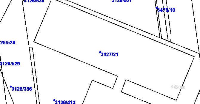 Parcela st. 3127/21 v KÚ Pelhřimov, Katastrální mapa