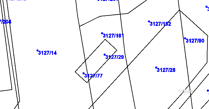 Parcela st. 3127/29 v KÚ Pelhřimov, Katastrální mapa