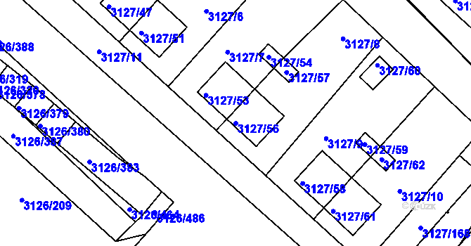 Parcela st. 3127/56 v KÚ Pelhřimov, Katastrální mapa