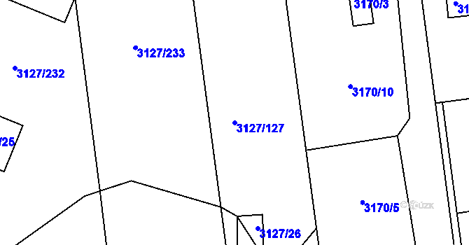 Parcela st. 3127/127 v KÚ Pelhřimov, Katastrální mapa