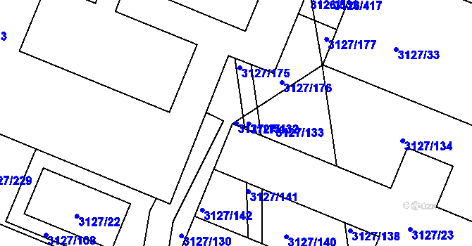 Parcela st. 3127/131 v KÚ Pelhřimov, Katastrální mapa