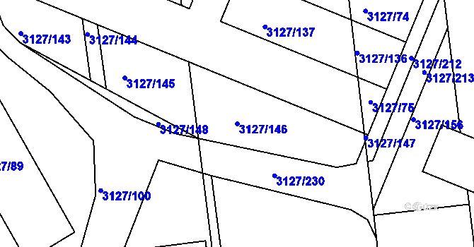 Parcela st. 3127/146 v KÚ Pelhřimov, Katastrální mapa
