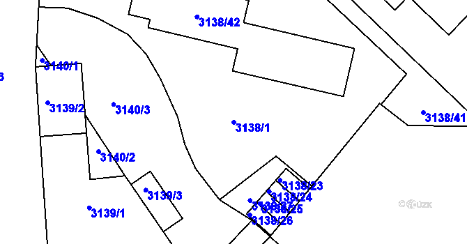 Parcela st. 3138/1 v KÚ Pelhřimov, Katastrální mapa