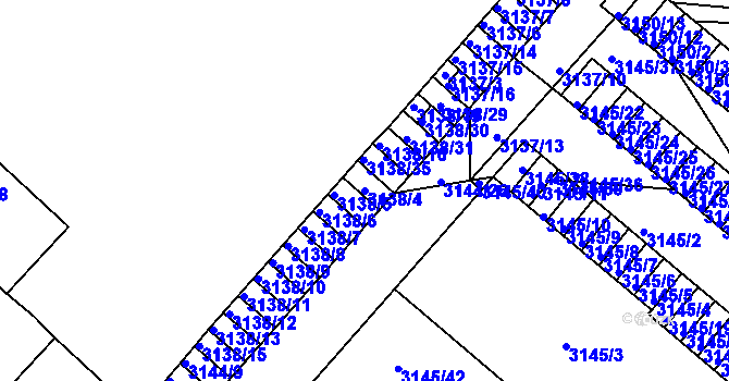 Parcela st. 3138/4 v KÚ Pelhřimov, Katastrální mapa