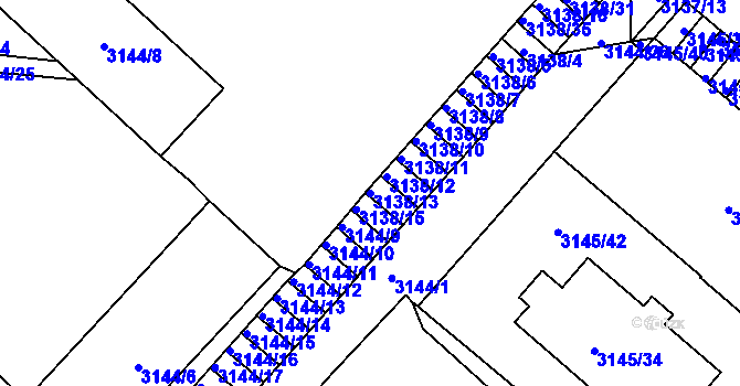 Parcela st. 3138/13 v KÚ Pelhřimov, Katastrální mapa