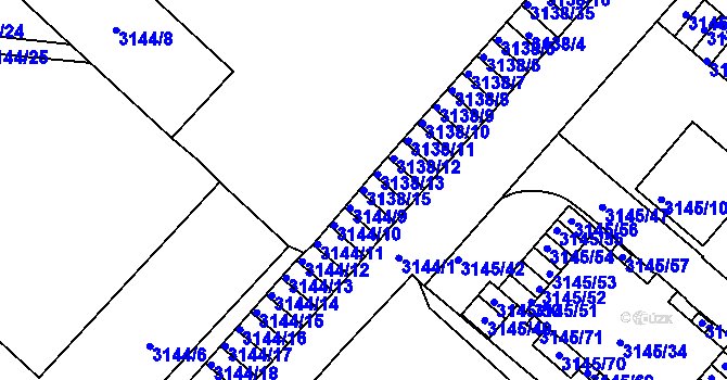 Parcela st. 3138/15 v KÚ Pelhřimov, Katastrální mapa