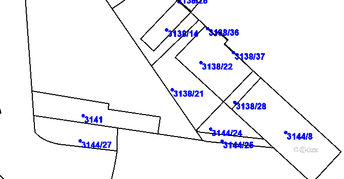 Parcela st. 3138/21 v KÚ Pelhřimov, Katastrální mapa