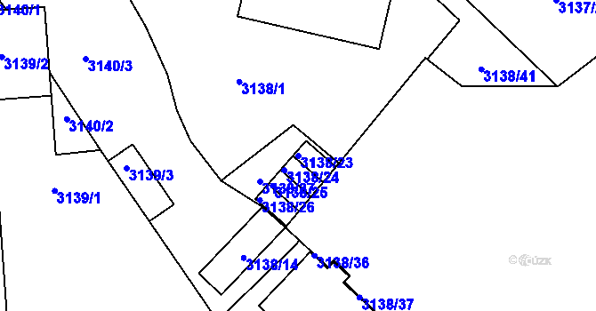 Parcela st. 3138/23 v KÚ Pelhřimov, Katastrální mapa