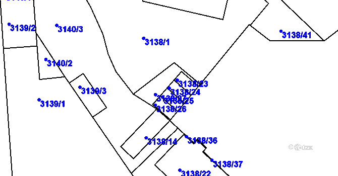 Parcela st. 3138/24 v KÚ Pelhřimov, Katastrální mapa