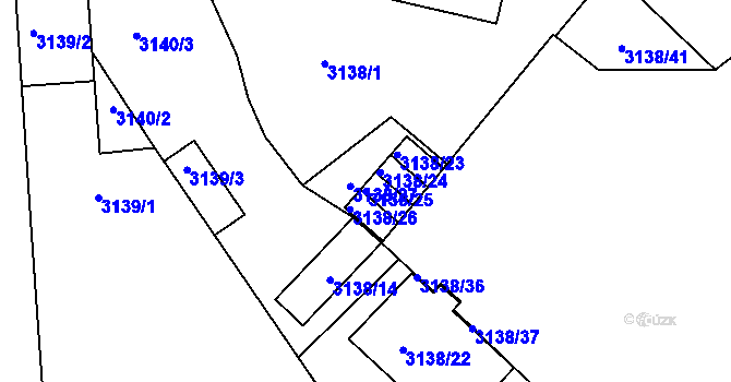Parcela st. 3138/25 v KÚ Pelhřimov, Katastrální mapa