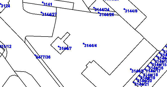 Parcela st. 3144/4 v KÚ Pelhřimov, Katastrální mapa