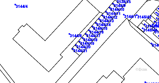 Parcela st. 3144/19 v KÚ Pelhřimov, Katastrální mapa