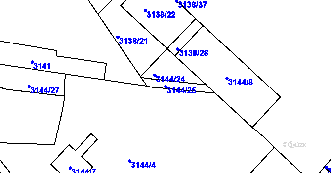 Parcela st. 3144/25 v KÚ Pelhřimov, Katastrální mapa