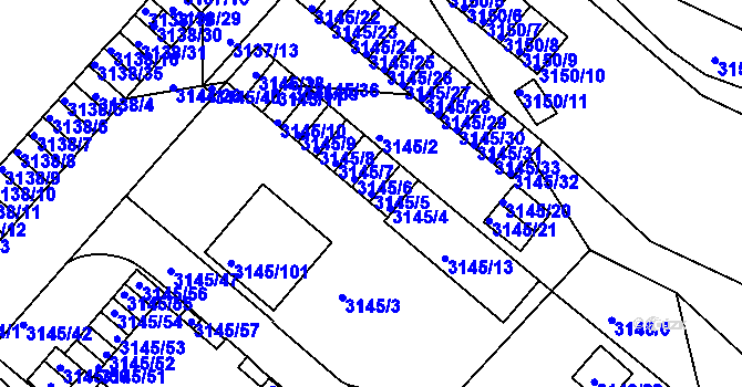 Parcela st. 3145/5 v KÚ Pelhřimov, Katastrální mapa