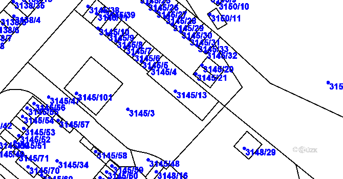 Parcela st. 3145/17 v KÚ Pelhřimov, Katastrální mapa