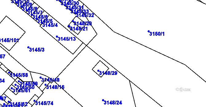 Parcela st. 3148/6 v KÚ Pelhřimov, Katastrální mapa