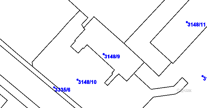 Parcela st. 3148/9 v KÚ Pelhřimov, Katastrální mapa
