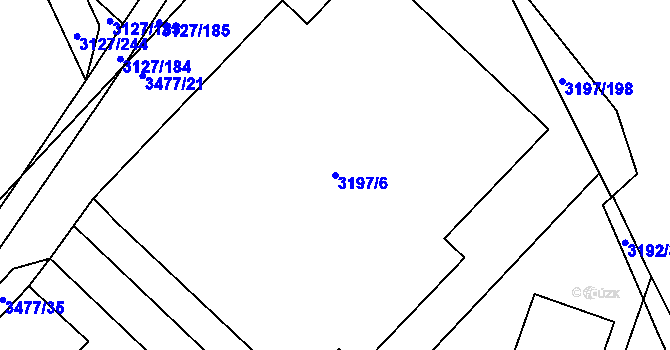 Parcela st. 3197/6 v KÚ Pelhřimov, Katastrální mapa
